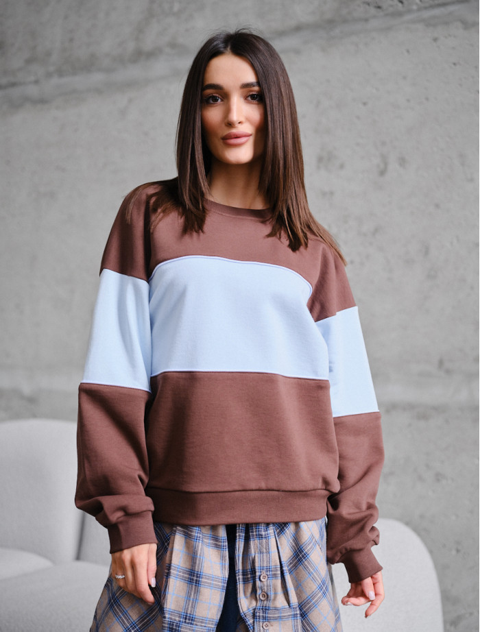 Bluză de trening de damă Staff of brown & light blue oversize