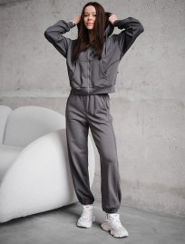 Costum de trening de damă Staff dig dark gray zip oversize