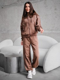 Costum de trening de damă Staff dig brown zip oversize