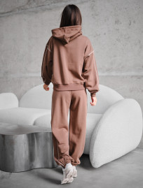 Costum de trening de damă Staff dig brown zip oversize