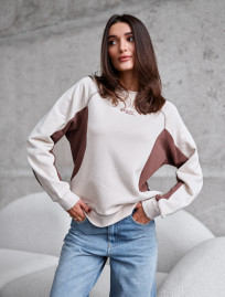 Bluză de trening de damă Staff ya logo light beige & brown