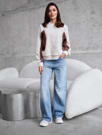 Bluză de trening de damă Staff ya logo light beige & brown