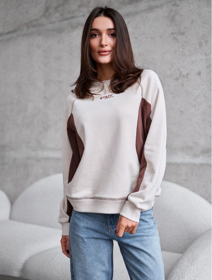 Bluză de trening de damă Staff ya logo light beige & brown