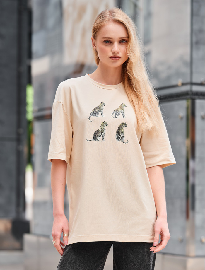 Tricou de damă Staff leopard oversize