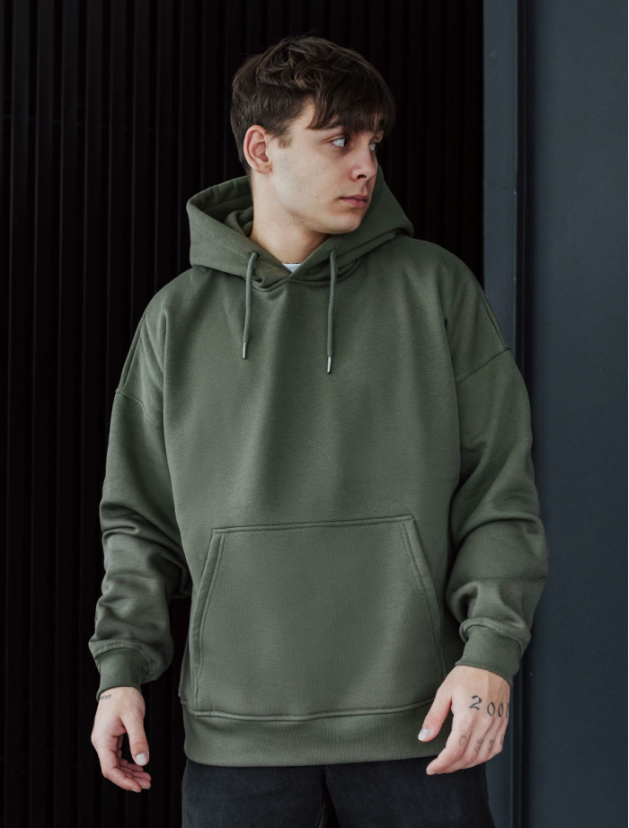Hanorac Staff dark khaki basic oversize fleece