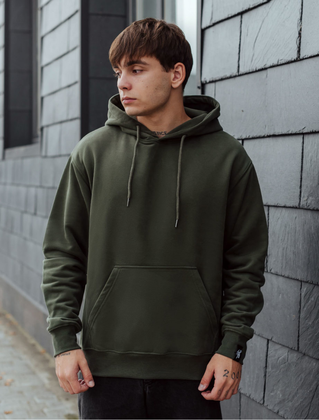Hanorac Staff khaki basic oversize fleece