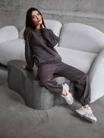 Costum de trening de damă Staff volu dark gray oversize fleece