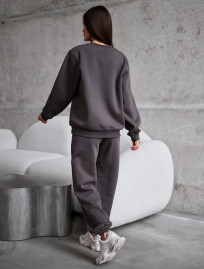Costum de trening de damă Staff volu dark gray oversize fleece