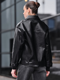 Geacă de piele de damă Staff ta black oversize