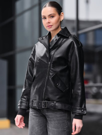 Geacă de piele de damă Staff ta black oversize