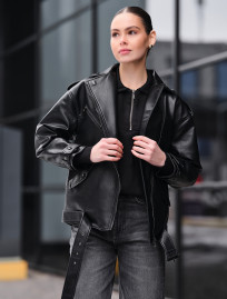 Geacă de piele de damă Staff ta black oversize