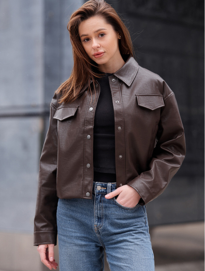  Geacă din piele de damă Staff gi brown