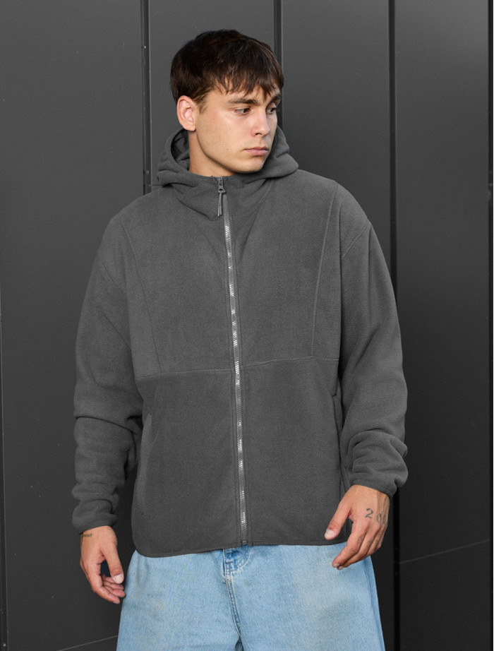 Hanorac Staff gray zip fleece oversize