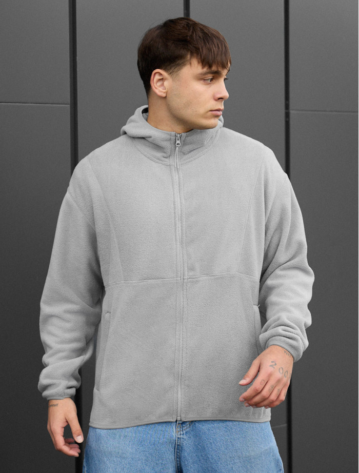 Hanorac Staff light gray zip fleece oversize