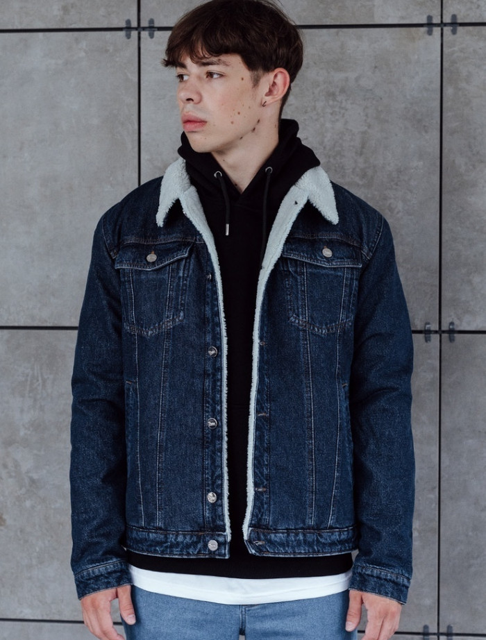 Jachetă din denim cu blană Staff ros c1