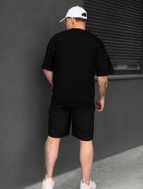 Set de vară tricou + pantaloni scurți Staff patt black oversize