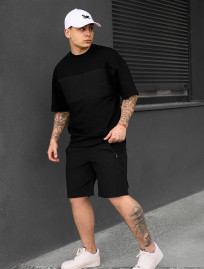 Set de vară tricou + pantaloni scurți Staff patt black oversize