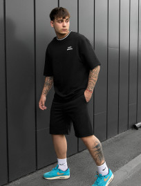 Set de vară tricou + pantaloni scurți Staff de black oversize