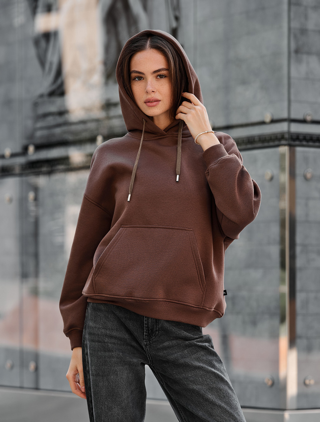 Hanorac de damă Staff mi brown oversize fleece