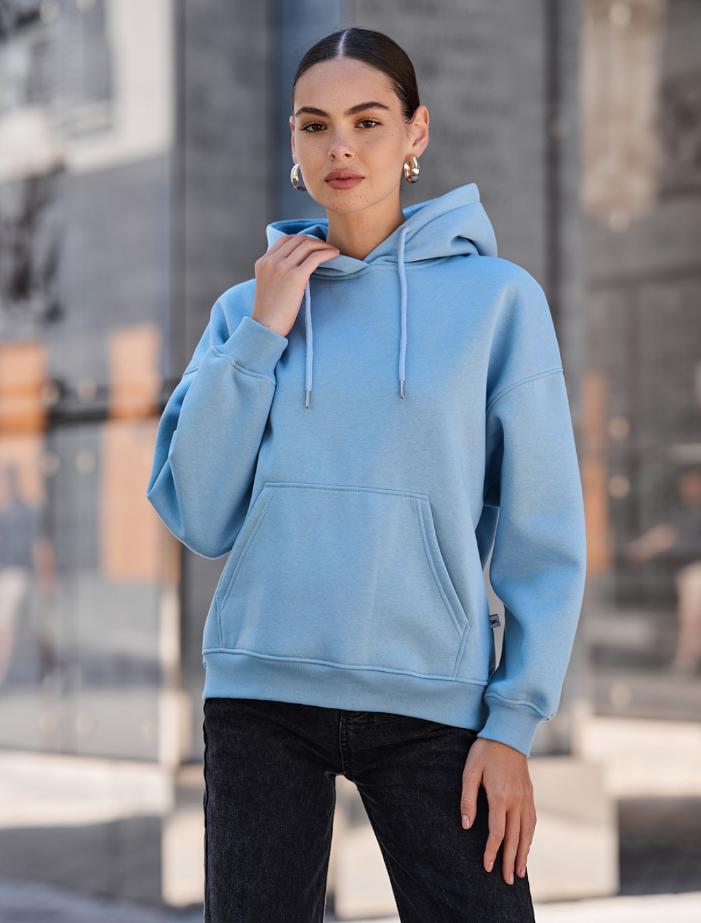 Hanorac de damă Staff mi light blue oversize fleece