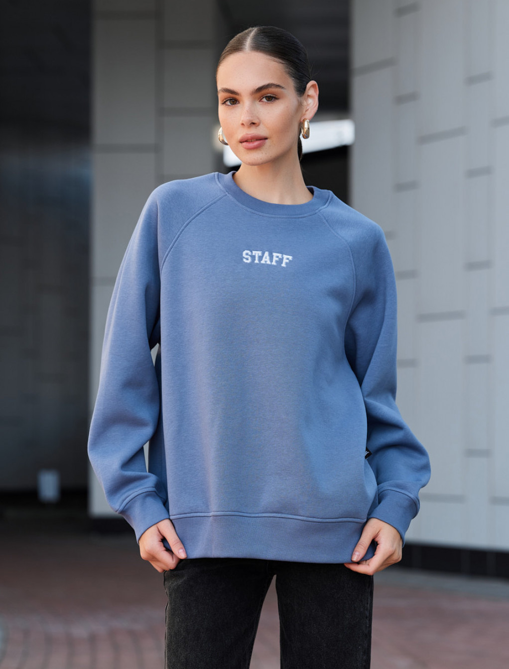 Bluză de trening de damă Staff blue logo oversize fleece