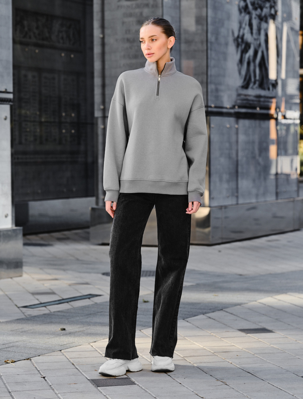 Bluză de damă Staff le gray oversize fleece