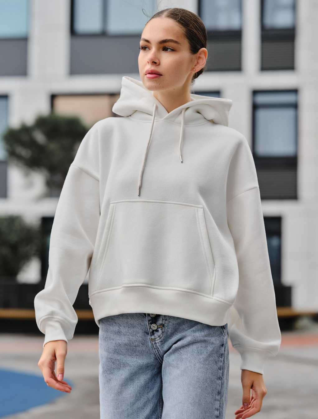 Hanorac de damă Staff ti white oversize fleece