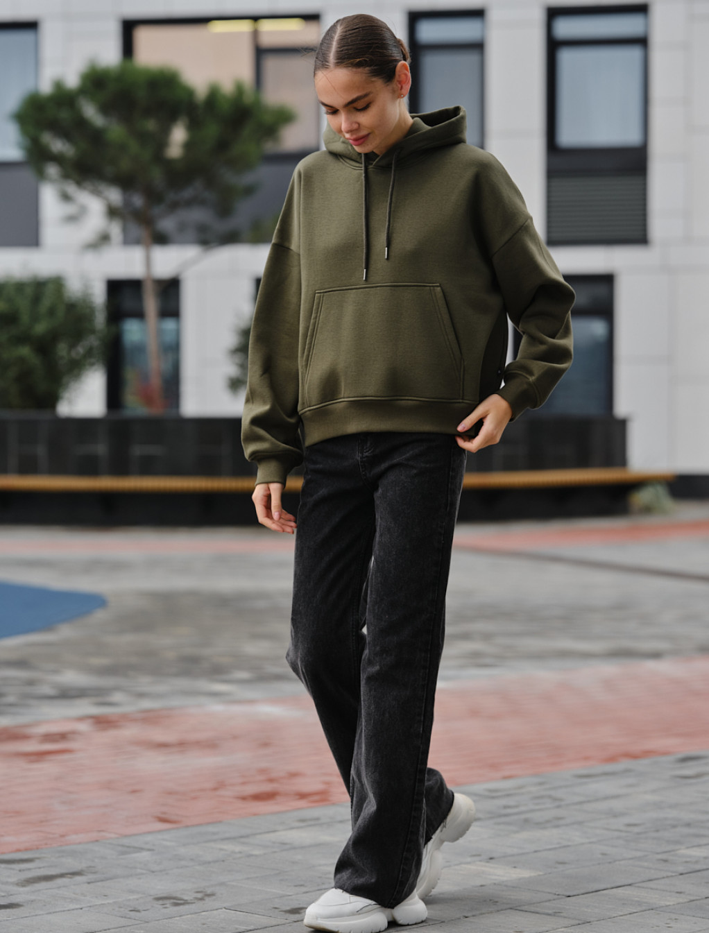 Hanorac de damă Staff ti khaki oversize fleece