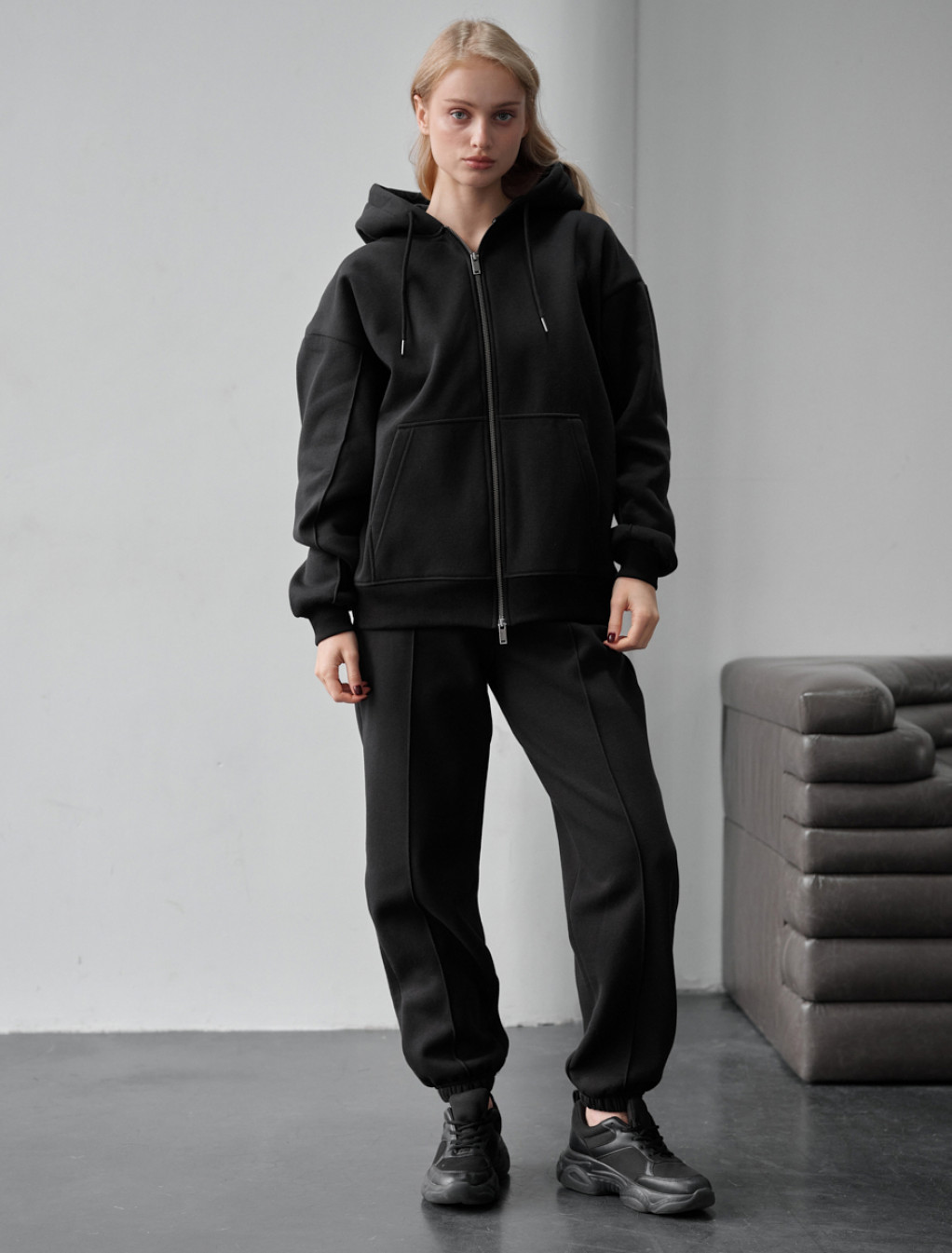 Trening de damă Staff jay black zip oversize fleece