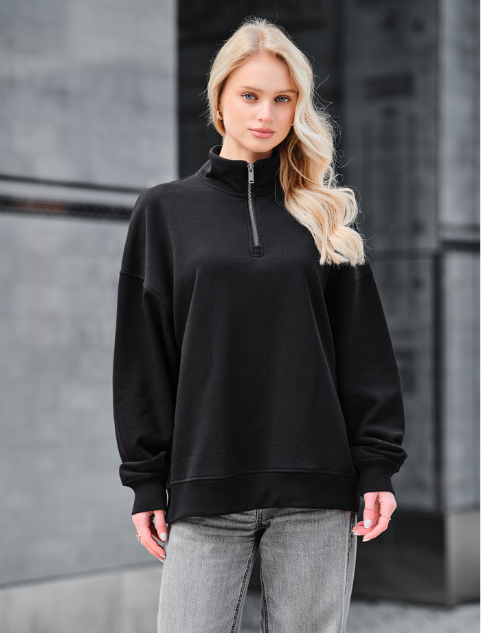 Bluză cu fermoar Staff le black oversize