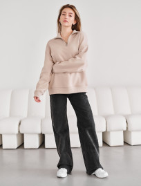 Bluză cu fermoar Staff le beige oversize