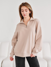 Bluză cu fermoar Staff le beige oversize