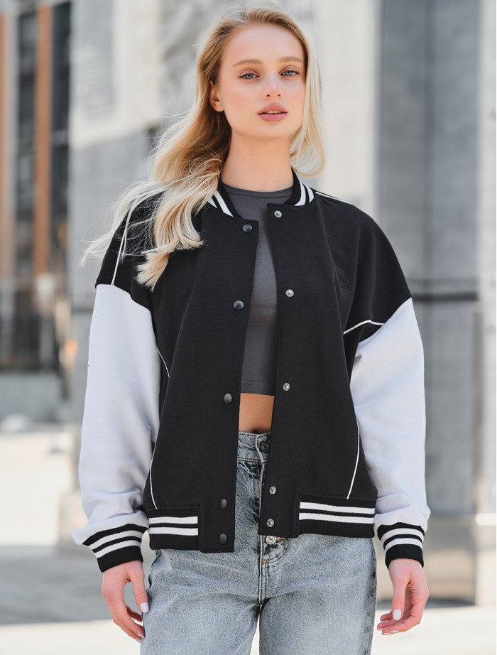 Jachetă bomber tricotată de damă Staff te black & white oversize