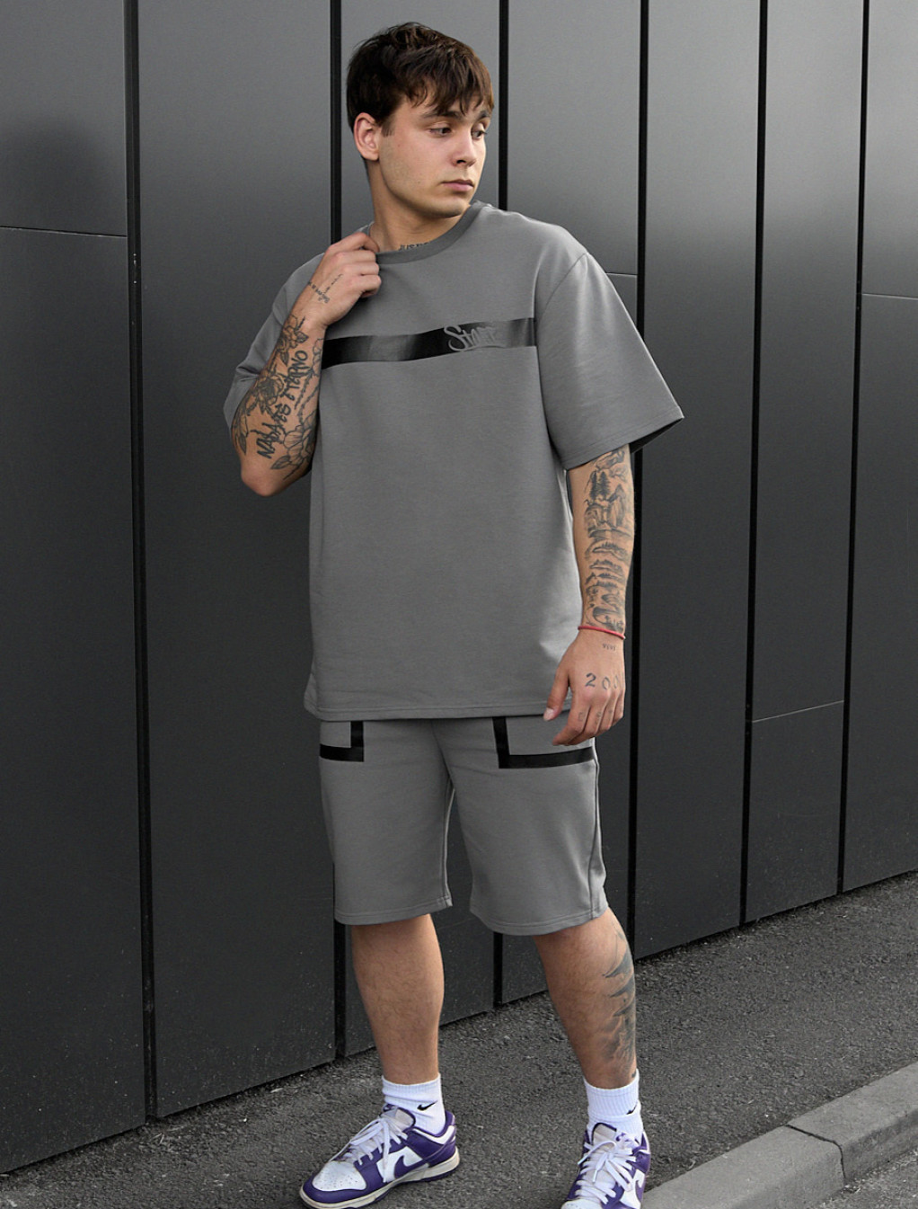 Set de vară tricou + pantaloni scurți Staff ra gray