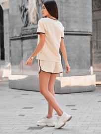 Set de vară de damă tricou + pantaloni scurți Staff ku light beige