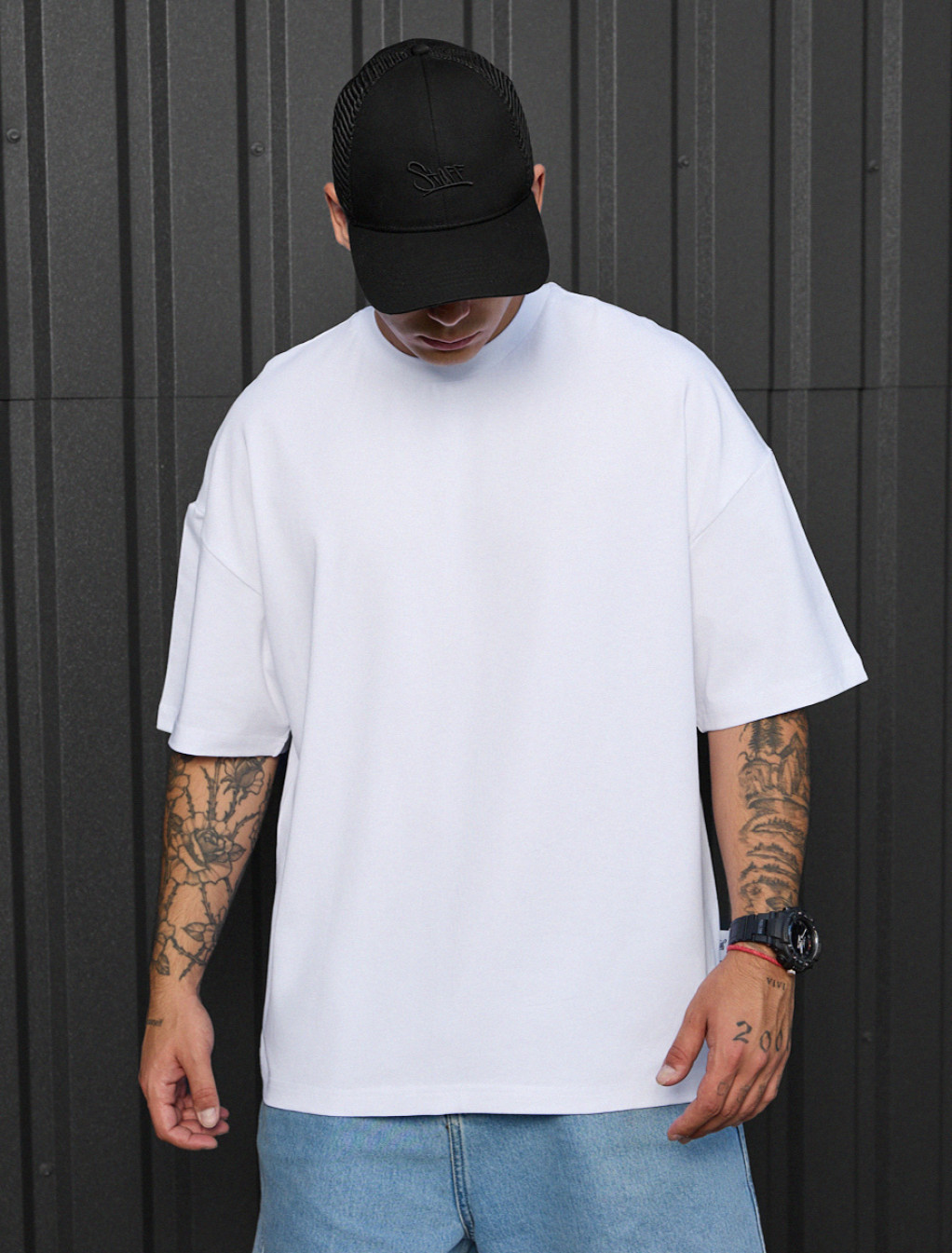 Tricou Staff white oversize