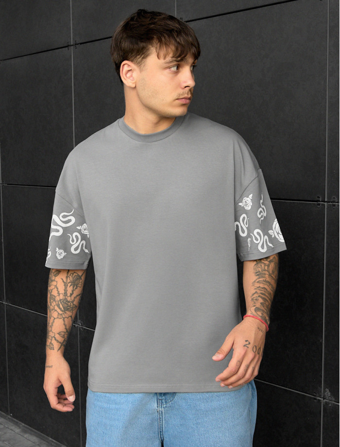 Tricou Staff snake & flower oversize