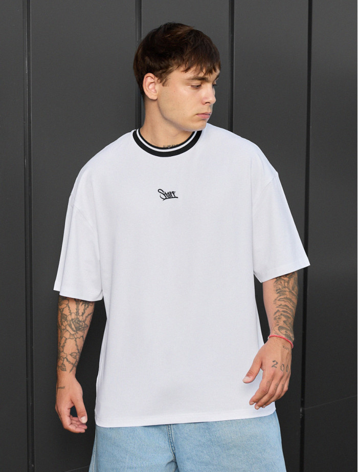Tricou Staff white logo oversize