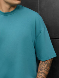 Tricou Staff turquoise oversize