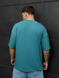 Tricou Staff turquoise oversize