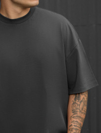 Tricou Staff dark gray oversize