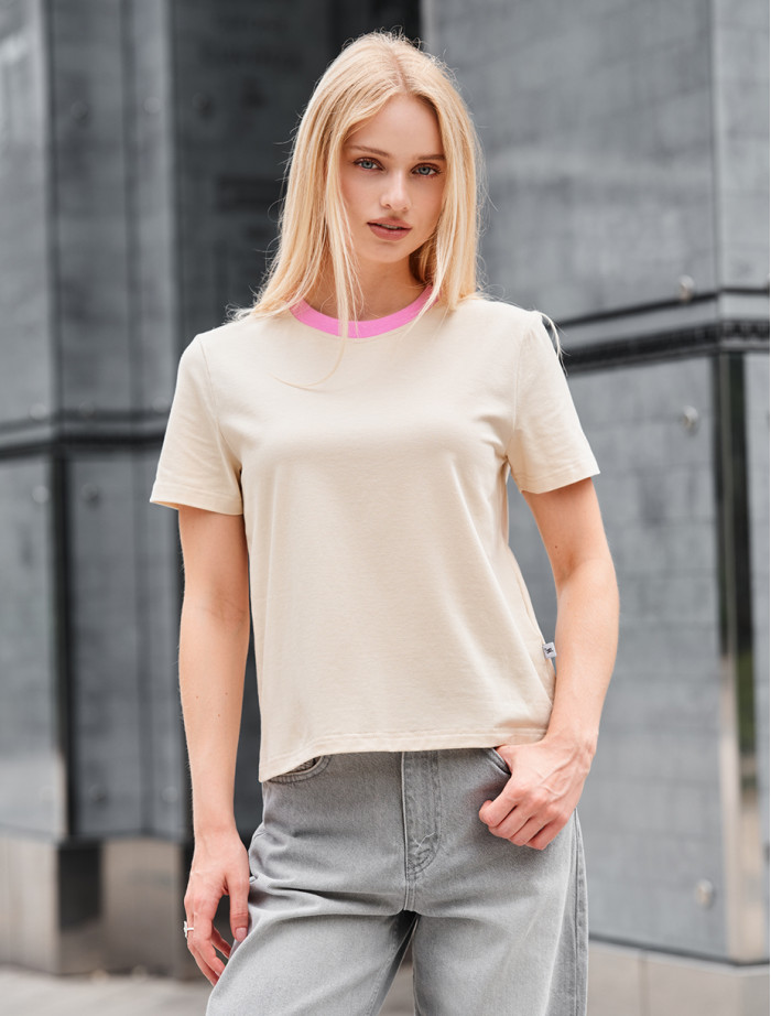 Tricou de damă Staff in milk & pink