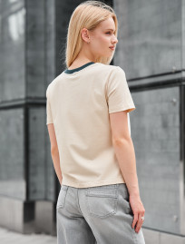 Tricou de damă Staff in milk & green