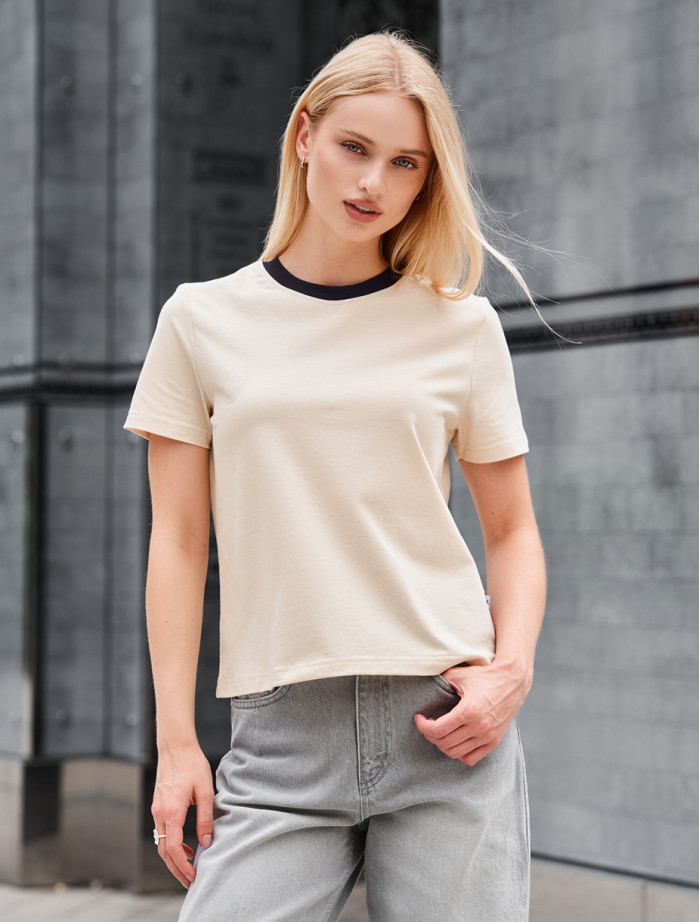 Tricou de damă Staff in milk & navy