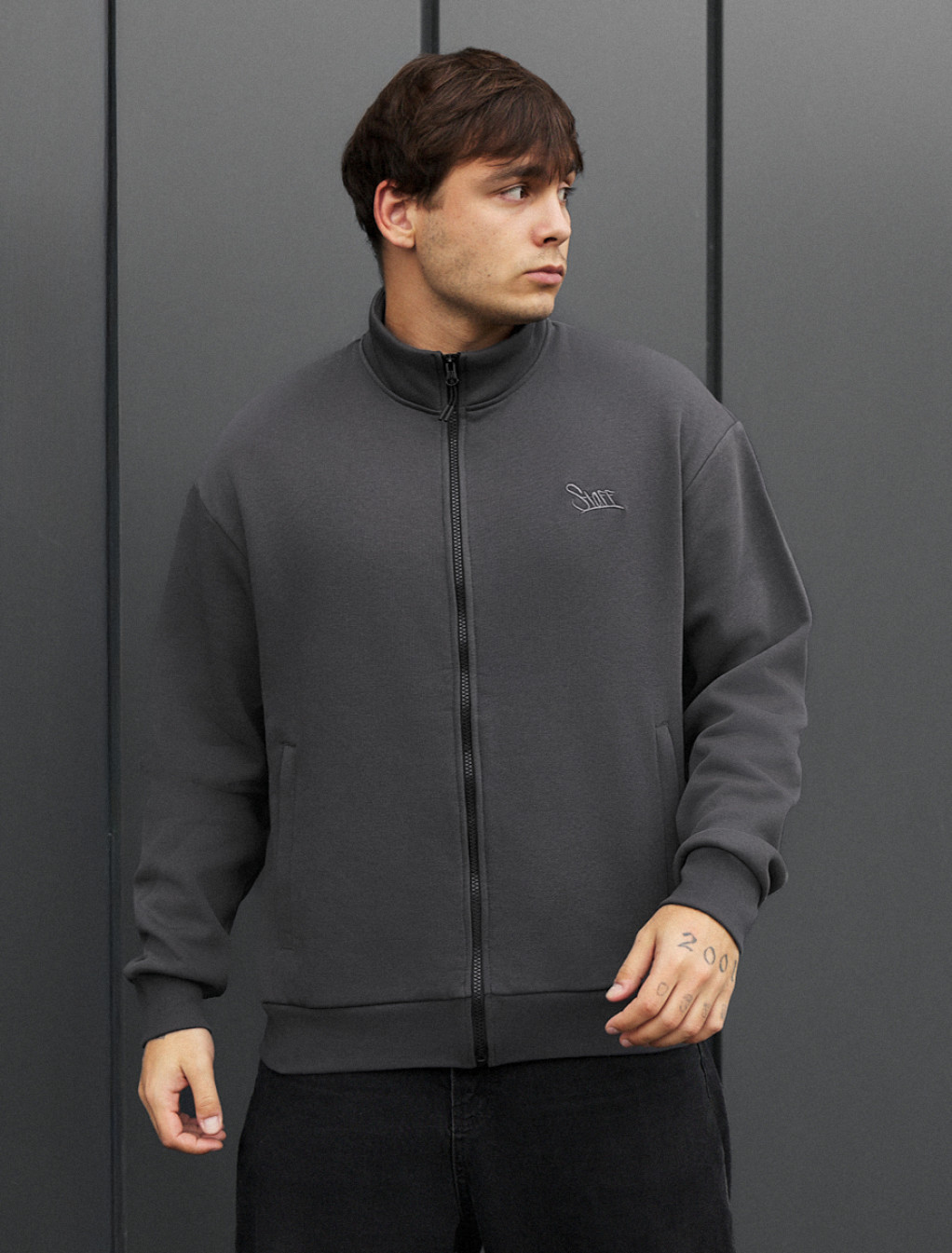 Bluză Staff chi dark gray logo oversize fleece