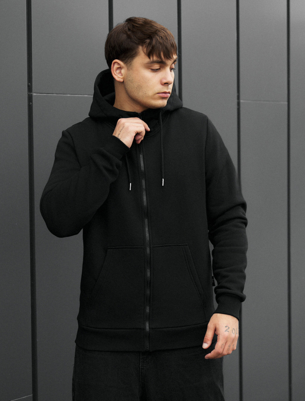 Hanorac Staff zip basic black fleece
