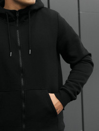 Hanorac Staff zip basic black fleece