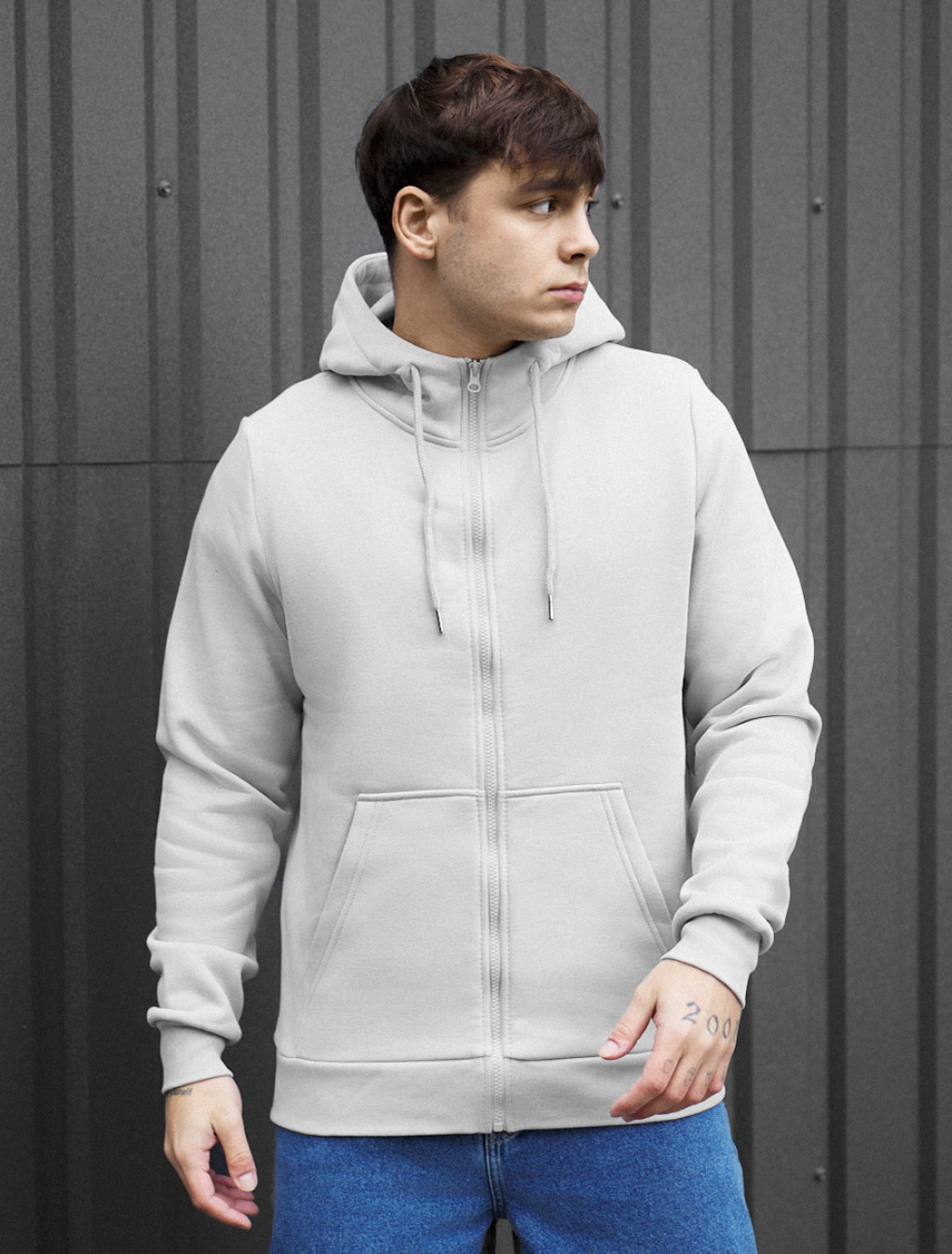 Hanorac Staff zip basic light gray fleece
