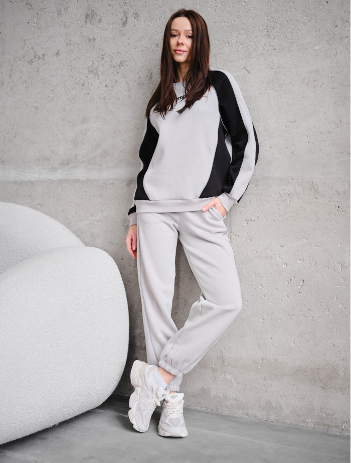 Costum de trening de damă Staff ram light gray & black logo fleece