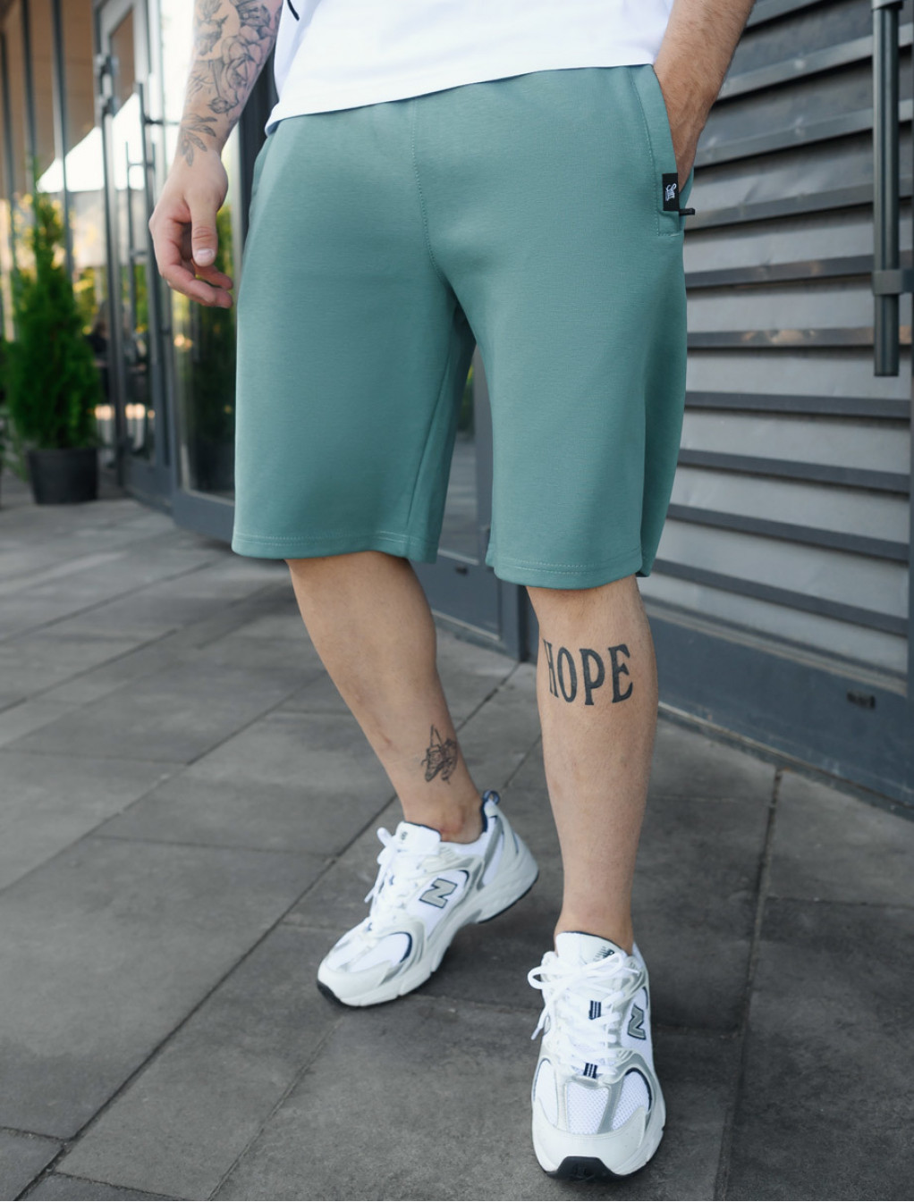 Pantaloni scurți tricotați Staff wh turquoise